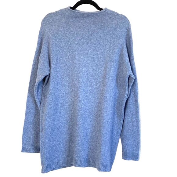 J Jill Wearever Blue Heather Front Pocket Roll Neck Oversized Tunic Sweater Sz S - Picture 3 of 10